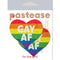 Love Rainbow "GAY AF" Glitter Velvet Heart Nipple Pasties by Pastease in vibrant colors with packaging.