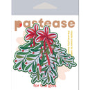 Christmas-themed mistletoe nipple pasties with red glitter bow by Pastease in packaging.
