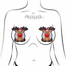 Glitter velvet Reindeer Red Nose Rudolph nipple pasties for festive holiday outfits by Pastease.