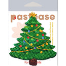 Green Christmas tree nipple pasties by Pastease with glitter velvet, festive design for holiday style.