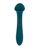 Playboy Pleasure True Indulgence Vibrator Deep Teal with tongue-like tip and powerful vibrating shaft.