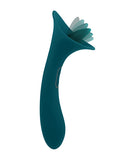 Playboy Pleasure True Indulgence Vibrator Deep Teal with tongue-like tip and vibrating shaft design.