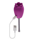 Playboy Pleasure Petal Vibrator Wild Aster in rose design with USB charger, perfect for targeted stimulation.