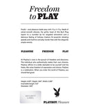 Playboy Pleasure Plug & Play Vibrating Butt Plug Navy product information highlighting freedom and pleasure.
