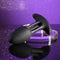 Playboy Rim Shot Rechargeable Silicone Anal Plug Black on a reflective surface against a purple background.