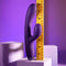 Playboy New Crush Rechargeable Silicone Dual Vibrator in purple, showcasing its size next to a ruler.