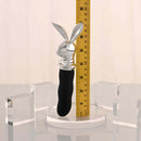 Playboy Bunny on the Go Rabbit Head Mini Vibrator Black displayed next to a ruler for size reference.