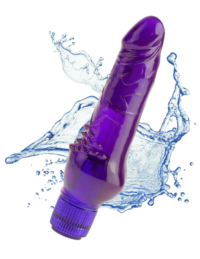 Purple Juicy Jewels Orchid Ecstasy Waterproof Vibrating Dildo with thick veins and nubs, designed for intense pleasure and satisfaction