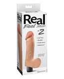 Real Feel Lifelike Toyz No. 2 8-inch realistic vibrating dildo in packaging, features multi-speed and waterproof design.