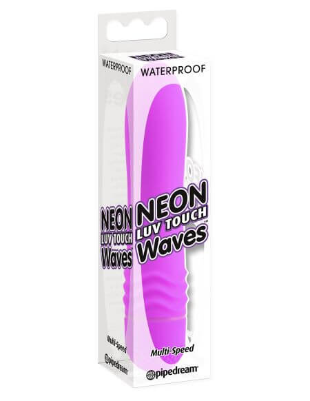 Neon Luv Touch Waves Purple Vibrator - Waterproof, Multi-Speed, by Pipedream Products in packaging