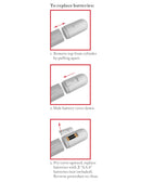 Instructions for replacing batteries in the Classix Auto Vac Power Pump, showing step-by-step guide with images and arrows.