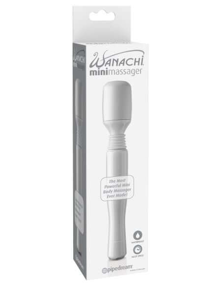 Mini Wanachi White Massager in packaging - Cordless, whisper-quiet mini vibrator for muscle relaxation and tension relief