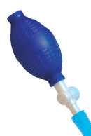 Beginners Power Penis Pump Blue hand pump nozzle for effective vacuum suction.