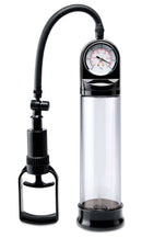 Pump Worx Accu Meter Power Penis Pump designed for enhanced firmness and performance, featuring a vacuum pressure gauge.