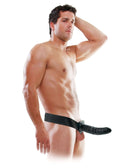 Fetish Fantasy Series 8 inches Hollow Strap On Black showcased on a male model in a comfortable harness.
