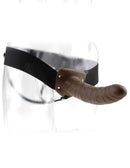 Fetish Fantasy Series 8 inches Hollow Strap On Brown displayed on a body form, showcasing its realistic design and adjustable strap.