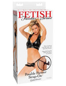 Fetish Fantasy Series Poseable Partner Strap On box featuring a model in a black outfit, showcasing the product design and features.