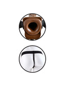 Fetish Fantasy 7 inches Hollow Strap On with Balls Brown top view and strap detail for enhanced intimacy.