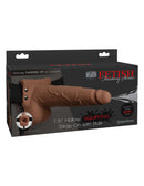 Fetish Fantasy 7.5 inch Hollow Squirting Strap On Tan with tapered tip for comfort and interactive fluid release.