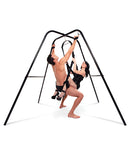 Fetish Fantasy Series Swing Stand featuring a couple exploring positions in a safe and comfortable setup.