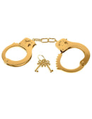 Fetish Fantasy Gold Metal Cuffs Gold featuring luxurious gold finish and key for bondage play, part of the Fetish Fantasy Gold collection.