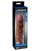 Fantasy X-Tensions Mega Extension Sleeve 2 Inch Brown packaging showing a realistic enhancer for added length and girth.
