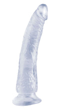 Basix Rubber Works Slim Seven 7 inches Dong Clear in a transparent design for versatile pleasure and satisfaction.