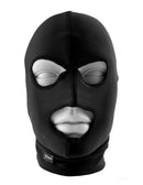 Fetish Fantasy Series Limited Edition Spandex Hood Black displayed on a mannequin head for bondage roleplay.