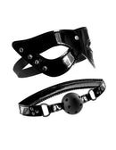 Fetish Fantasy Masquerade Mask & Ball Gag Black, stylish bondage accessory with elegant design.