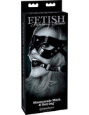 Fetish Fantasy Masquerade Mask & Ball Gag Black packaged in stylish box, designed for elegant bondage play.