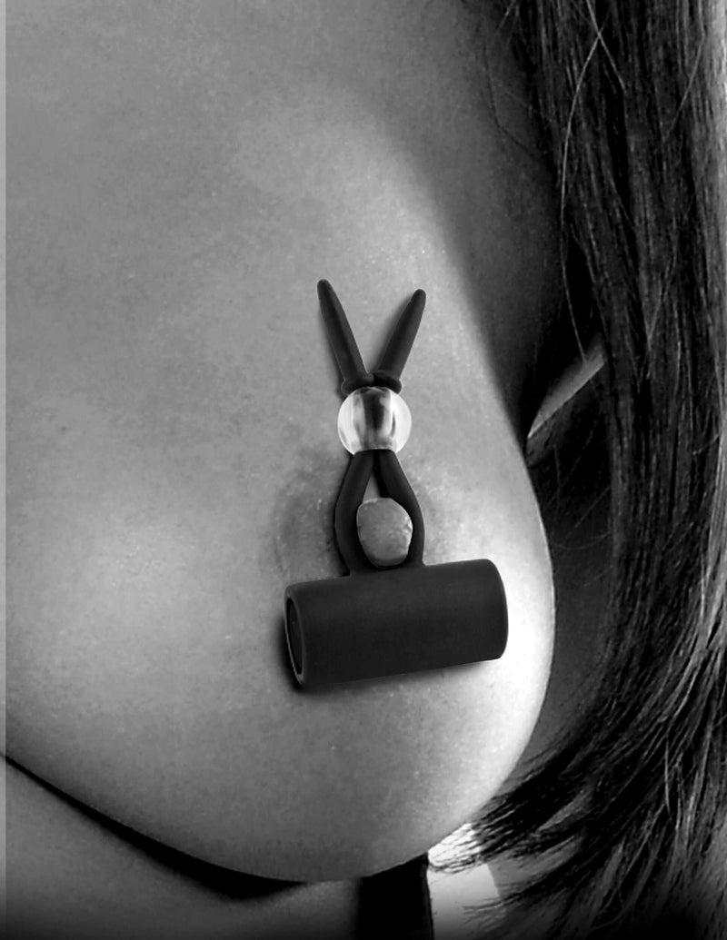Fetish Fantasy Limited Edition Vibrating Silicone Nipple Lassos – Black
