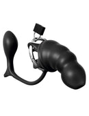 Anal Fantasy Elite Silicone Ass-Gasm Cock Blocker Chastity Cage in black, designed for anal and prostate play.