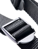 Close-up of the buckle on the Dillio 6 inches Strap On Suspenders Harness Set Pink, showcasing its durable design.