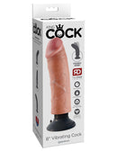 King Cock 8 inches Vibrating Dildo Beige packaging featuring realistic design and vibration features.