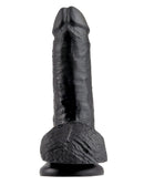 Black King Cock Dildo with Balls, 7 inches, realistic details, suction base for enhanced pleasure.
