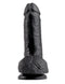 Black King Cock Dildo with Balls, 7 inches, realistic details, suction base for enhanced pleasure.