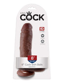 King Cock 8 inches with Balls Brown Dildo packaging showing realistic design and details.