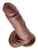 King Cock 8 inches with Balls Brown Dildo with detailed texture and suction cup base for versatile use.