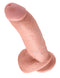 Realistic King Cock Dildo with Balls in flesh beige, 9 inches, anatomical details for lifelike experience.