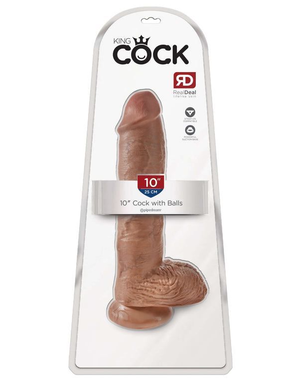KING COCK 10 IN COCK W/BALLS TAN-4