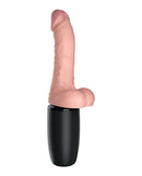 King Cock Plus Thrusting Cock with Balls, 6.5 inches, vanilla skin tone, featuring thrusting motion and vibrations.