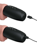 King Cock Plus Thrusting Cock with Balls 6.5 inches Vanilla rechargeable pleasure device showing thrusting and warming functions.