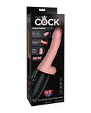 King Cock Plus Thrusting Cock with Balls 6.5 inches Vanilla, featuring thrusting motion and warming technology.