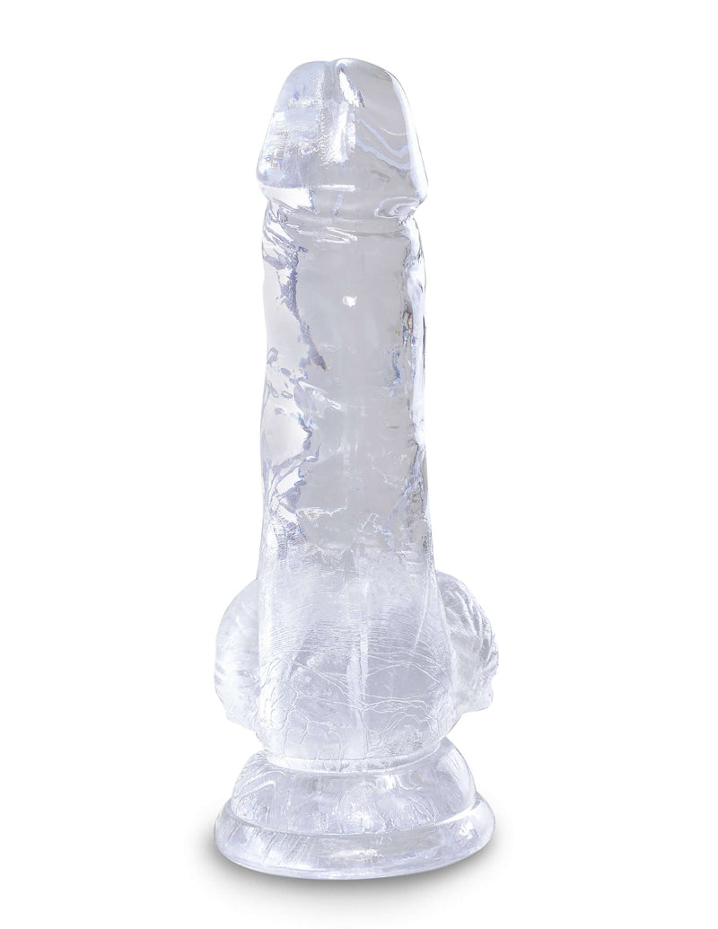 King Cock Clear 5 Inch Realistic Dildo with Balls - Harness Compatible, Suction Cup Base, Translucent Design
