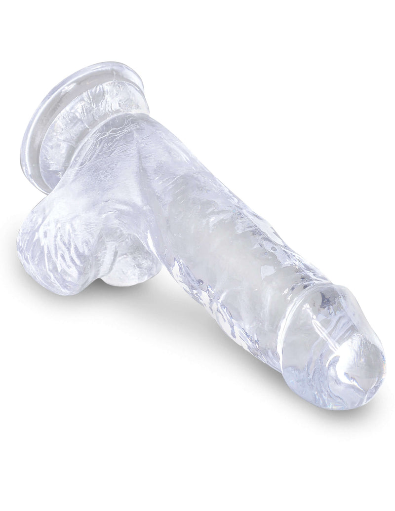 Clear 5 Inch Realistic Dildo with Balls and Suction Cup Base from King Cock by Pipedream Products