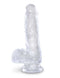 King Cock Clear 6-Inch Realistic Dildo with Balls and Suction Cup Base - Translucent and Flexible Shaft with Detailed Veins and Head