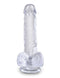 King Cock Clear 6-Inch Realistic Dildo with Balls in translucent material with suction cup base for enhanced pleasure.