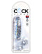 Translucent King Cock Clear 6-Inch Realistic Dildo with Balls in packaging, featuring a detailed design and suction cup base.