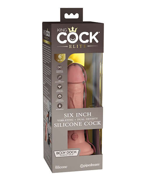 KING COCK ELITE 6 IN VIBRATING DUAL DENSITY LIGHT-0