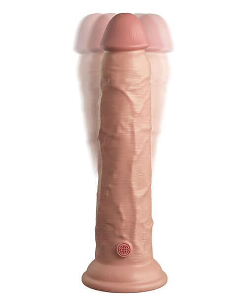 King Cock Elite 9 inches vibrating dual density silicone dildo in beige with remote control